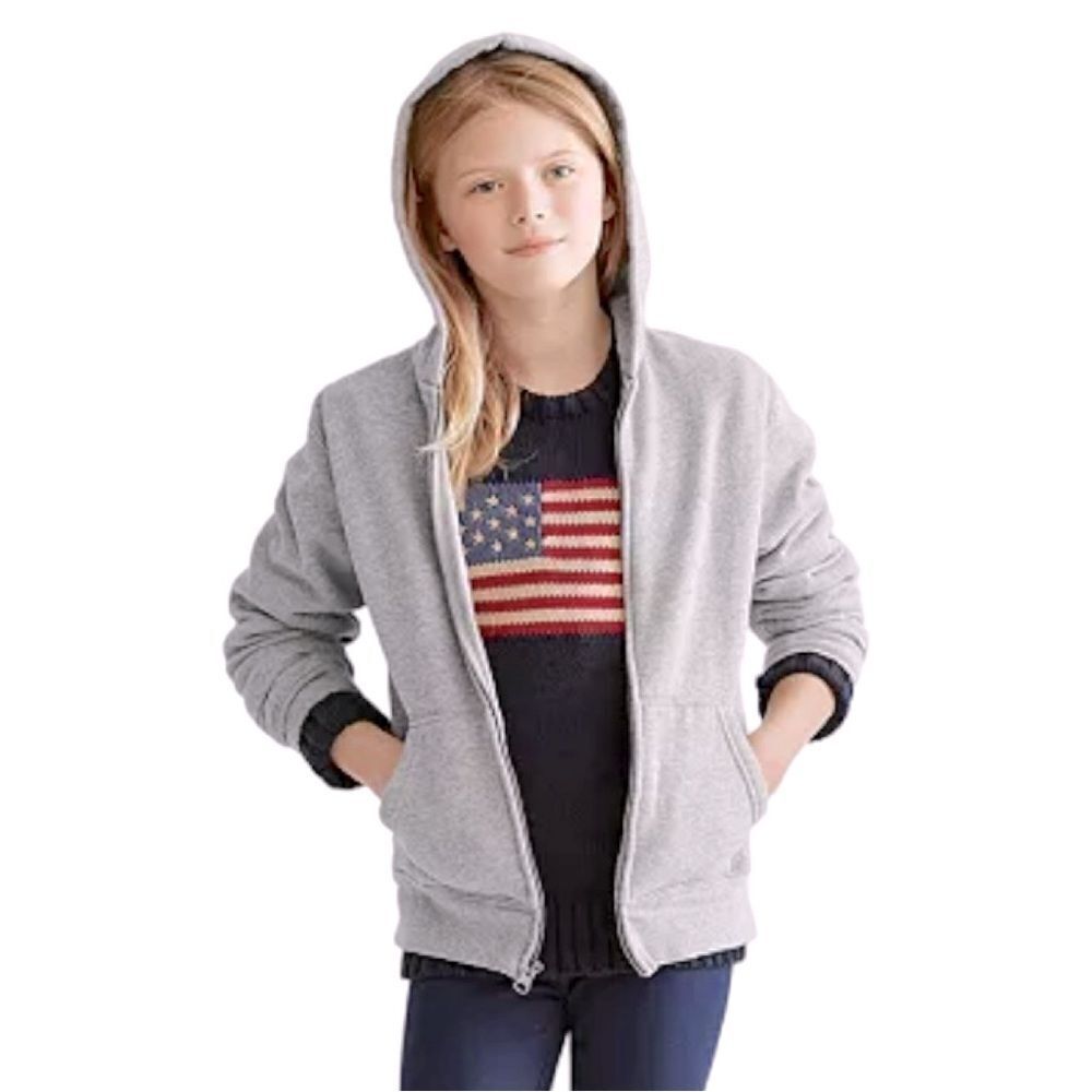 Polo Ralph Lauren Girls French Terry Full Zip Hoodie Light Grey Heather Sz S/P 7 - Picture 5 of 7